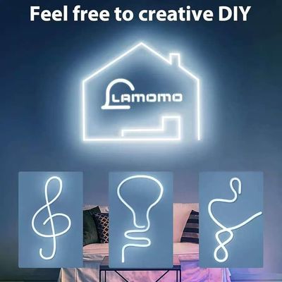 Lumières à bande LED blanche 16,4ft/5m Neon Light Strip 12V Flex Waterproof Neon LED Strip Silicone LED Neon Rope Light Pour la cuisine Chambre à coucher Décoration intérieure extérieure Adaptateur d'alimentation Non inclus
