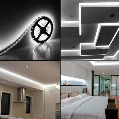 Lumières à LED flexibles 600 Unités LED Bandes LED étanches 12 Volts LED Bandes de lumière Pack de 16,4 pieds / 5m pour la fête de la maison de vacances Décoration intérieure extérieure étanche Blanc 1 Pack