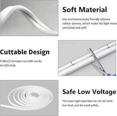 16.5FT / 5 Mètre Système de canaux LED en silicone sans tache Tube flexible en retrait avec couverture blanche laiteuse Tracé plus large Pour 12 mm LED étanche à l'eau Lumière à bande USC7 WW