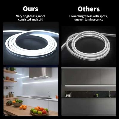 16.5FT / 5 Mètre Système de canaux LED en silicone sans tache Tube flexible en retrait avec couverture blanche laiteuse Tracé plus large Pour 12 mm LED étanche à l'eau Lumière à bande USC7 WW