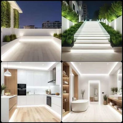 16.5FT / 5 Mètre Système de canaux LED en silicone sans tache Tube flexible en retrait avec couverture blanche laiteuse Tracé plus large Pour 12 mm LED étanche à l'eau Lumière à bande USC7 WW