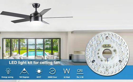 5CCT 18W/24W DIP Switch Ventilateur de plafond avec puissance de sorcière remplace le module LED 120V Ventilateur de plafond Kit de rénovation du panneau avec les modules DOB