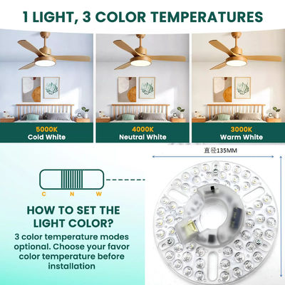 5CCT 18W/24W DIP Switch Ventilateur de plafond avec puissance de sorcière remplace le module LED 120V Ventilateur de plafond Kit de rénovation du panneau avec les modules DOB