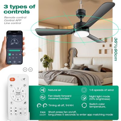 Ventilateurs de plafond avec lumières, 36 &quot;LED ventilateur de lumière suspendue avec un crochet,Ventilateur de plafond de type crochet,Plug dans le plafond ventilateur de lumière,40W,3000-6500k,Télécommande,Ventilateur portable pour le lit de camping,Patios,(Noir)N DFFFFFN`
