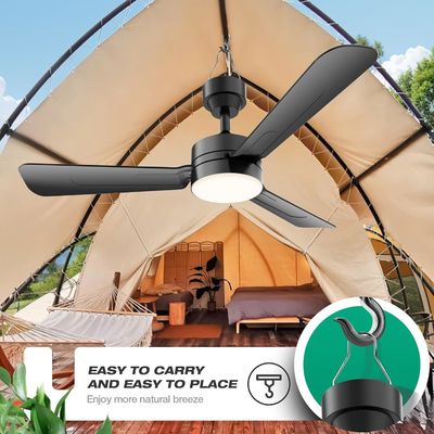 Ventilateurs de plafond avec lumières, 36 &quot;LED ventilateur de lumière suspendue avec un crochet,Ventilateur de plafond de type crochet,Plug dans le plafond ventilateur de lumière,40W,3000-6500k,Télécommande,Ventilateur portable pour le lit de camping,Patios,(Noir)N DFFFFFN`