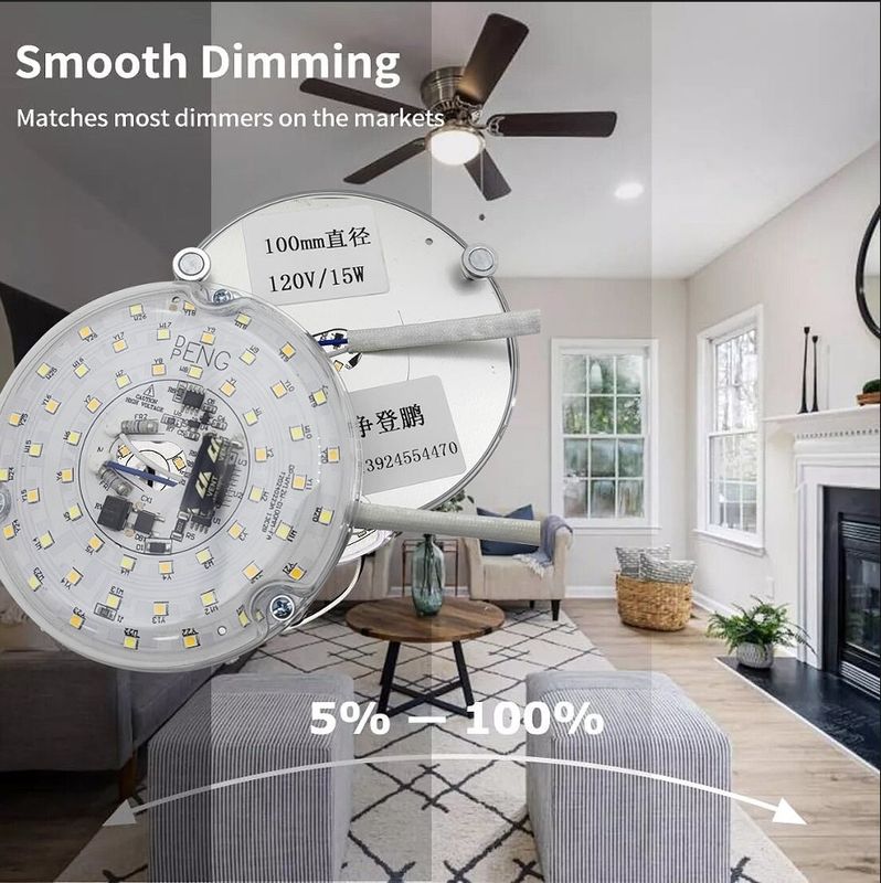 120V 15W Dia sans conducteur 100mm LED Light pour le ventilateur LED