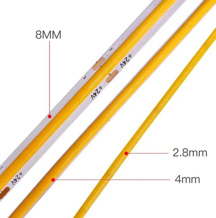 Chine usine ultra-mince bande lumineuse COB 2.8mm/2.7mm/3mm/5mm Mini bande lumineuse 12V 24V bande lumineuse de voiture 480leds 384leds