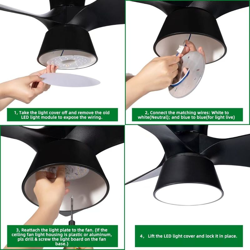 15W 100MM moteur de lumière LED pour salle à manger 120V ventilateur de plafond Kit de remise à niveau du panneau avec les modules DOB