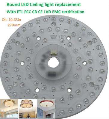 Remplacement de lampe de plafond à LED ronde réglable de 270 mm 120v Aluminium avec certificat FCC,ETL,CB,CE,LVD,EMC